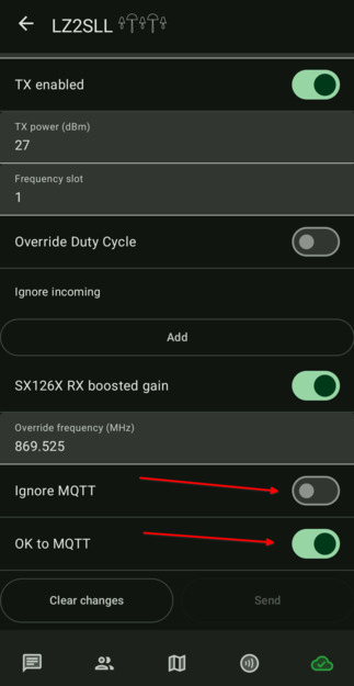 LoRa MQTT флагове Ignore MQTT OFF и OK to MQTT ON