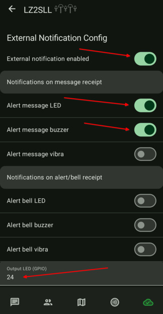 Примерни стойности за LED и buzzer нотификации